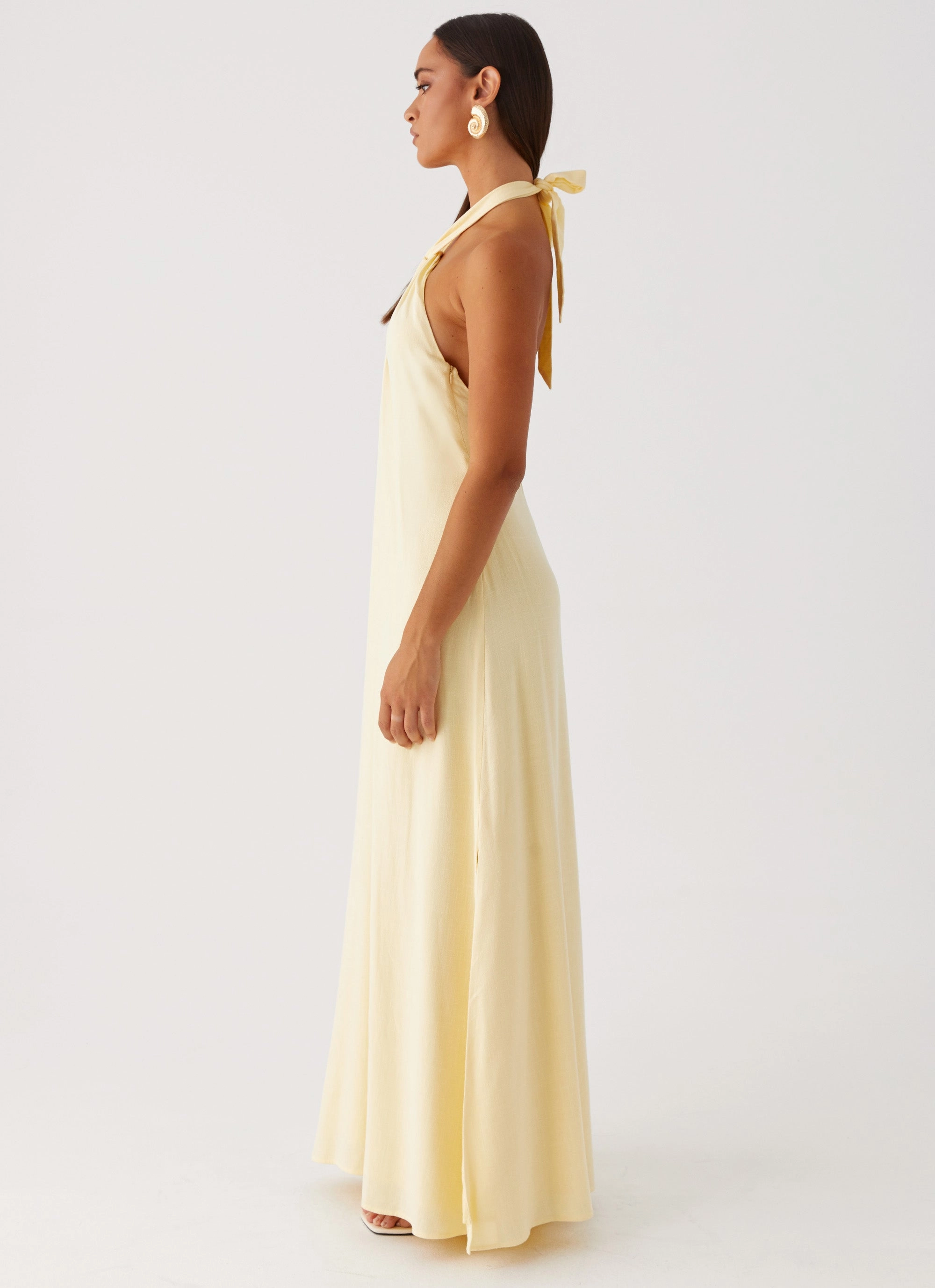 Bold Simplicity Cozy Touch Golden Child Linen Maxi Dress - Yellow