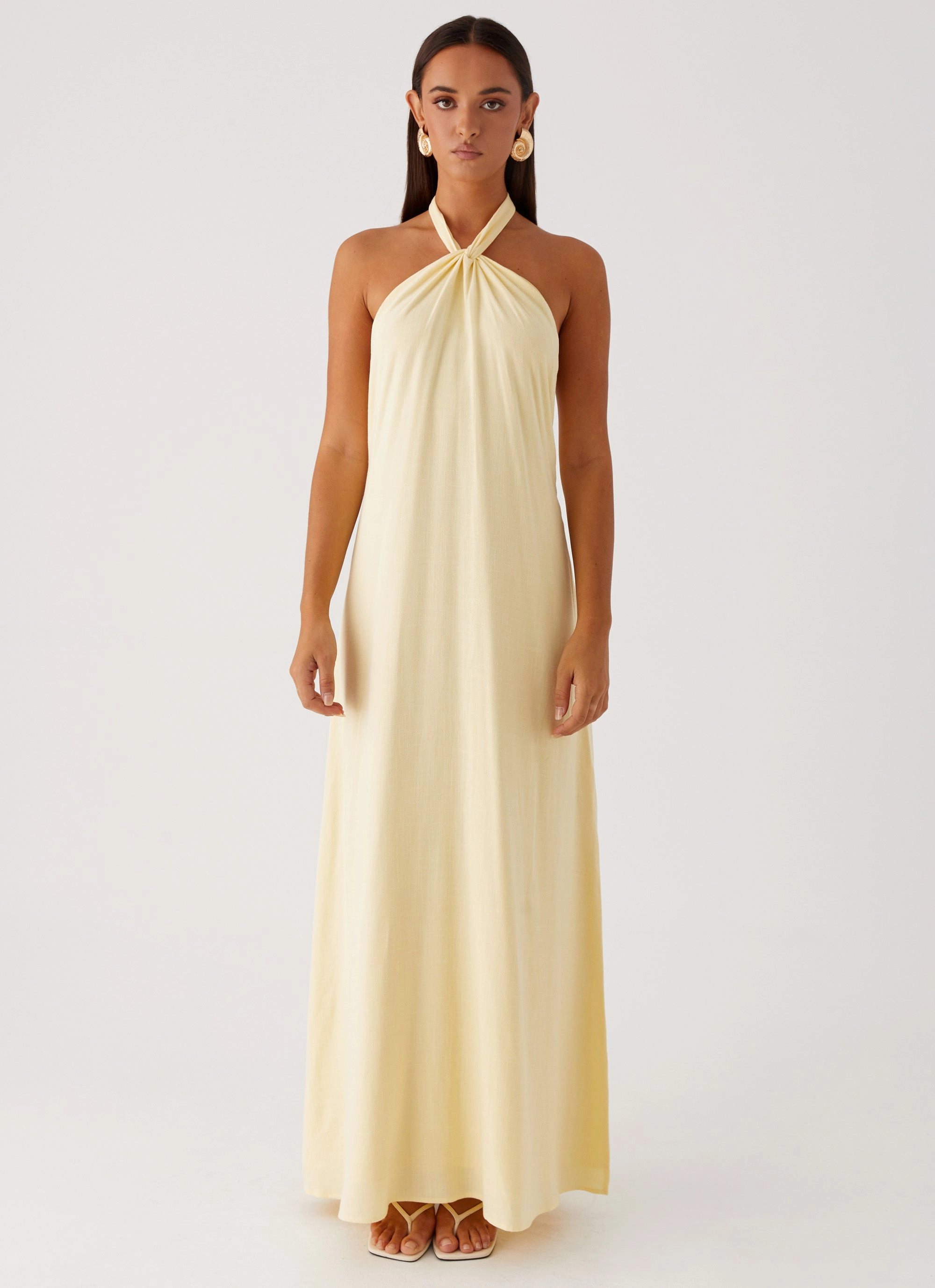 Lounge Fit Golden Child Linen Maxi Dress - Yellow