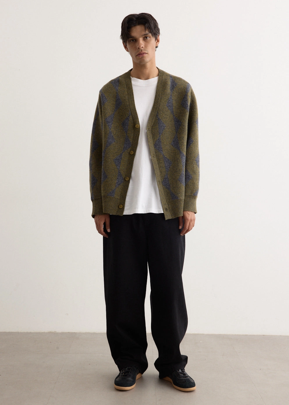 Atlantic Stripe Cardigan Lightweight texture