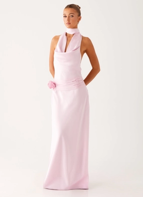 Imani Maxi Dress - Pink Cotton Skin Ombre-Effect