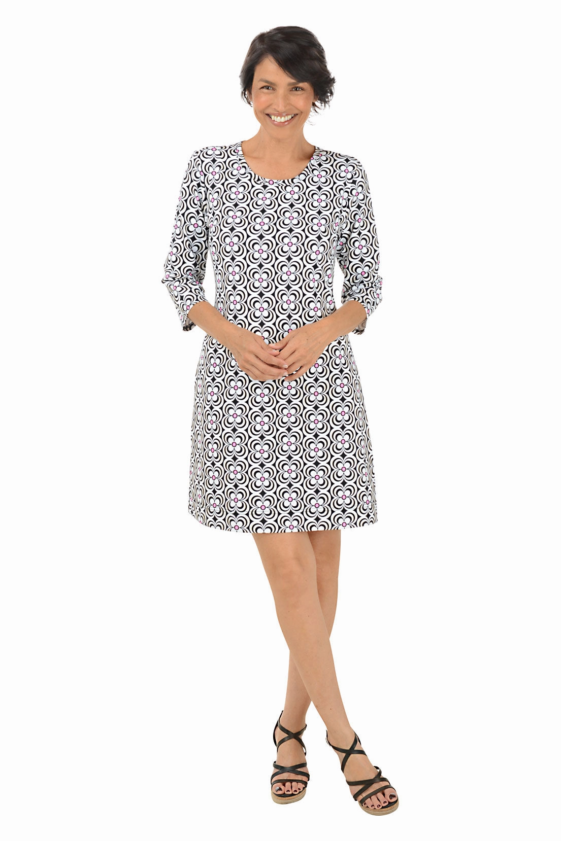 Seasonal Essential Natural Aesthetic Black Optical Daisy UPF50  Travel Dress