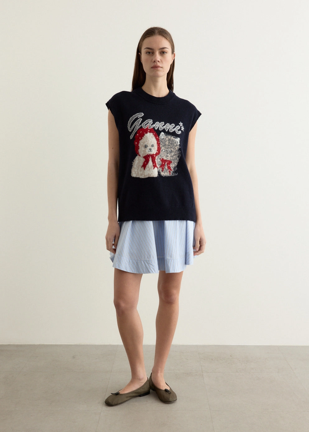 Graphic Wool Mix Oversized Vest Chill Friendly