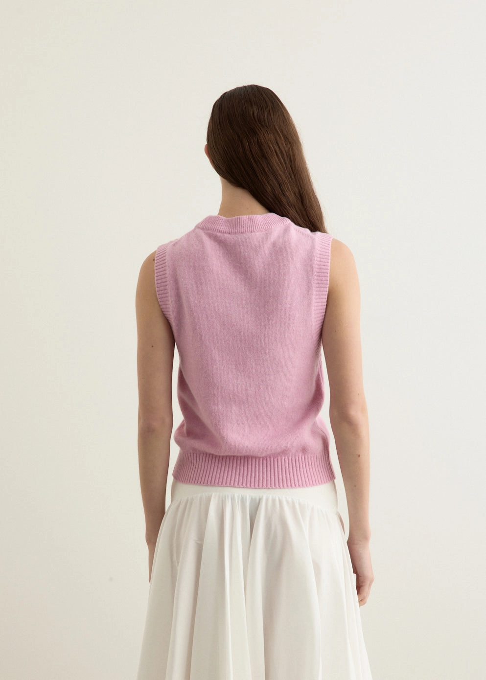 Graphic Wool Mix Pink Puppy Love Vest Elastic hemline