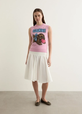 Fashion Ease Ready To Go Graphic Wool Mix Pink Puppy Love Vest