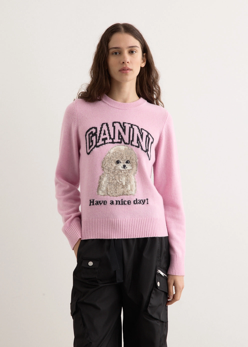 MidWeight Construction Relaxed Cut Graphic Wool Mix Poodle Crewneck