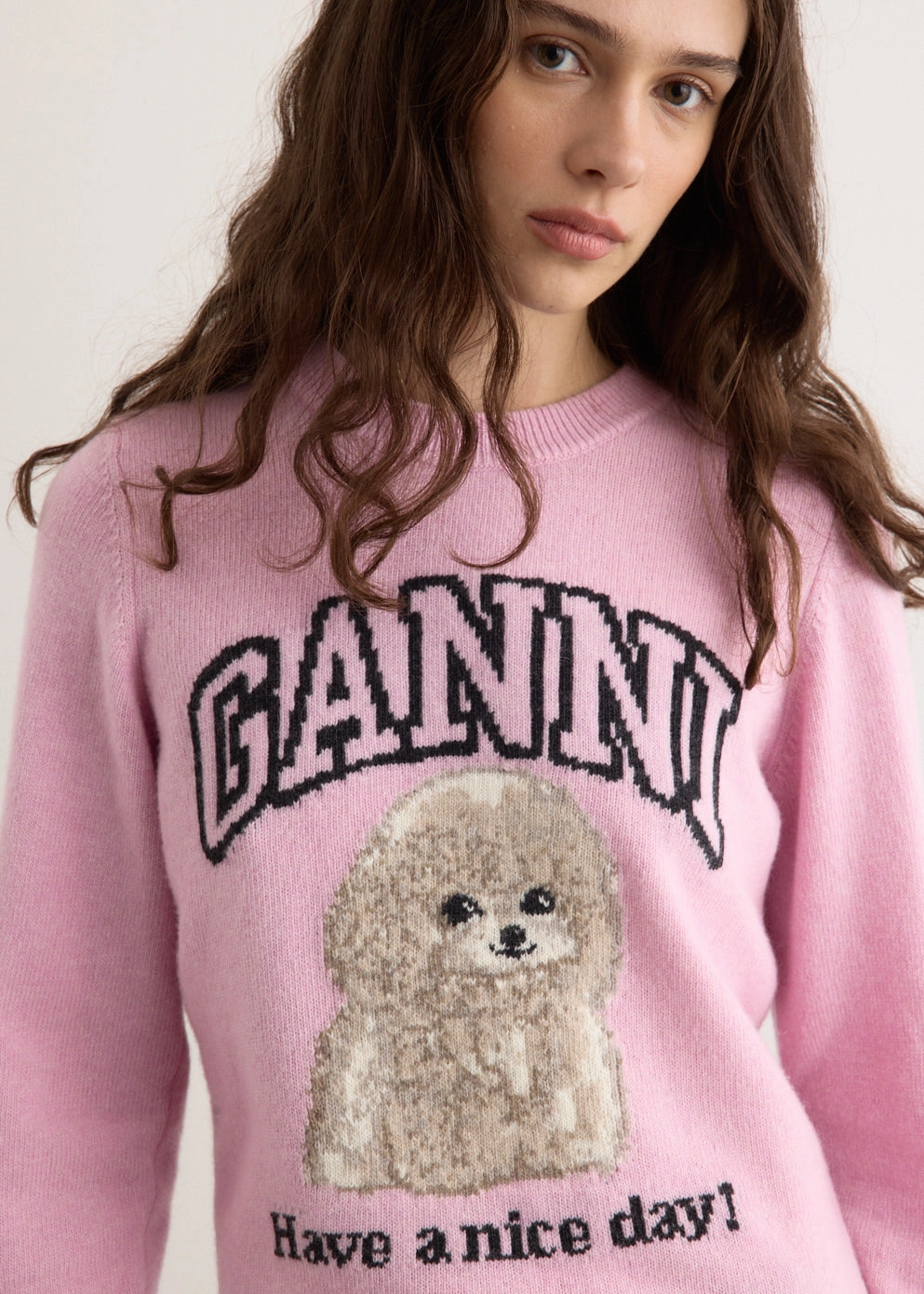 Graphic Wool Mix Poodle Crewneck Cold Ready Eco Dyeing Method