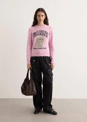 Graphic Wool Mix Poodle Crewneck Relax time