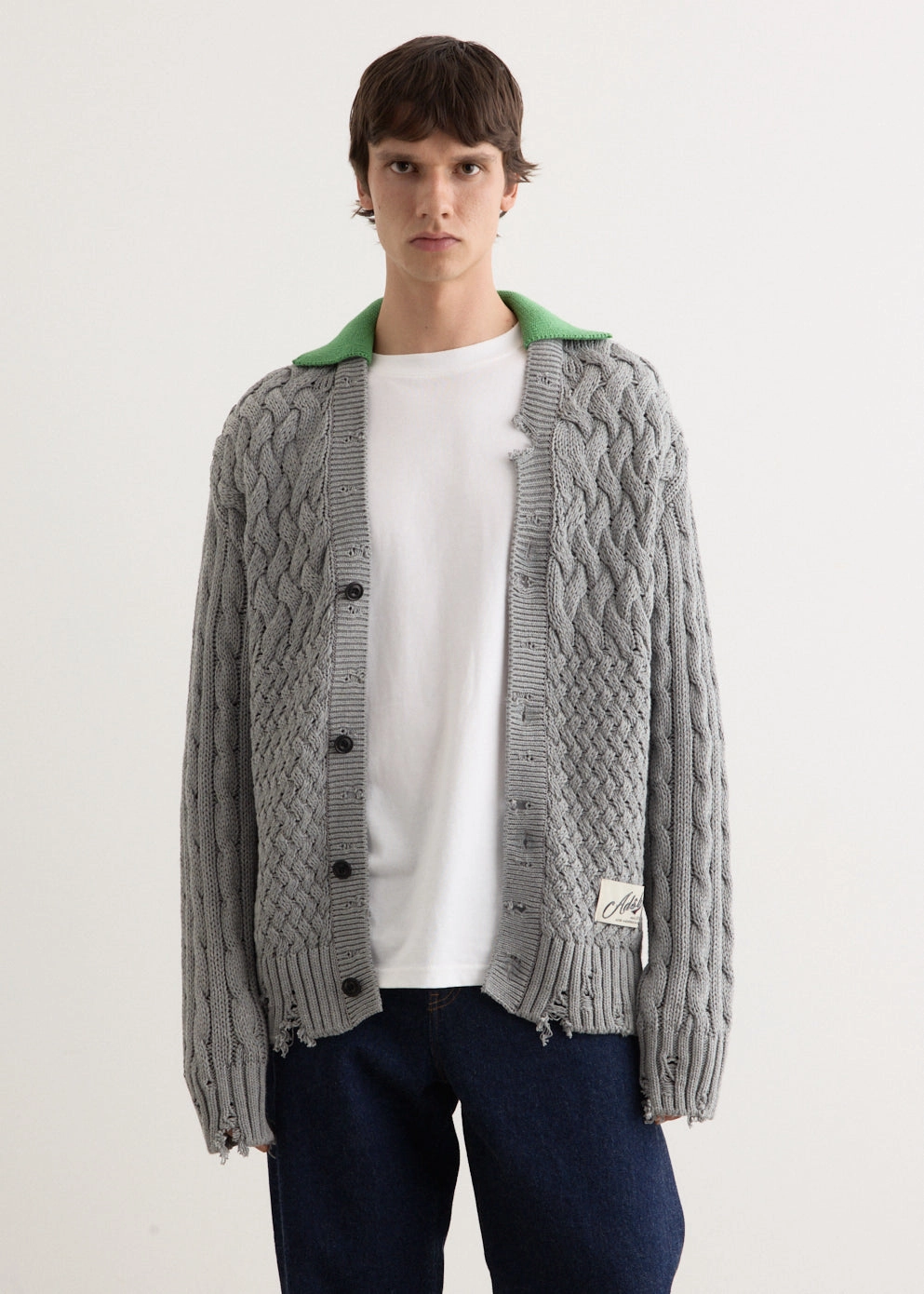 Green Collar V-Neck Cardigan Autumn Fashion