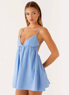 Lounge Mood Modern Layers Greer Mini Dress - Blue