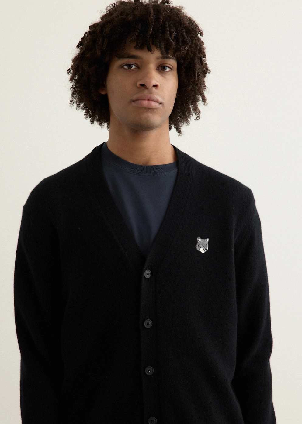 Ethical Production Certified Outer Comfort Grey Fox Head Patch Comfort Cardigan