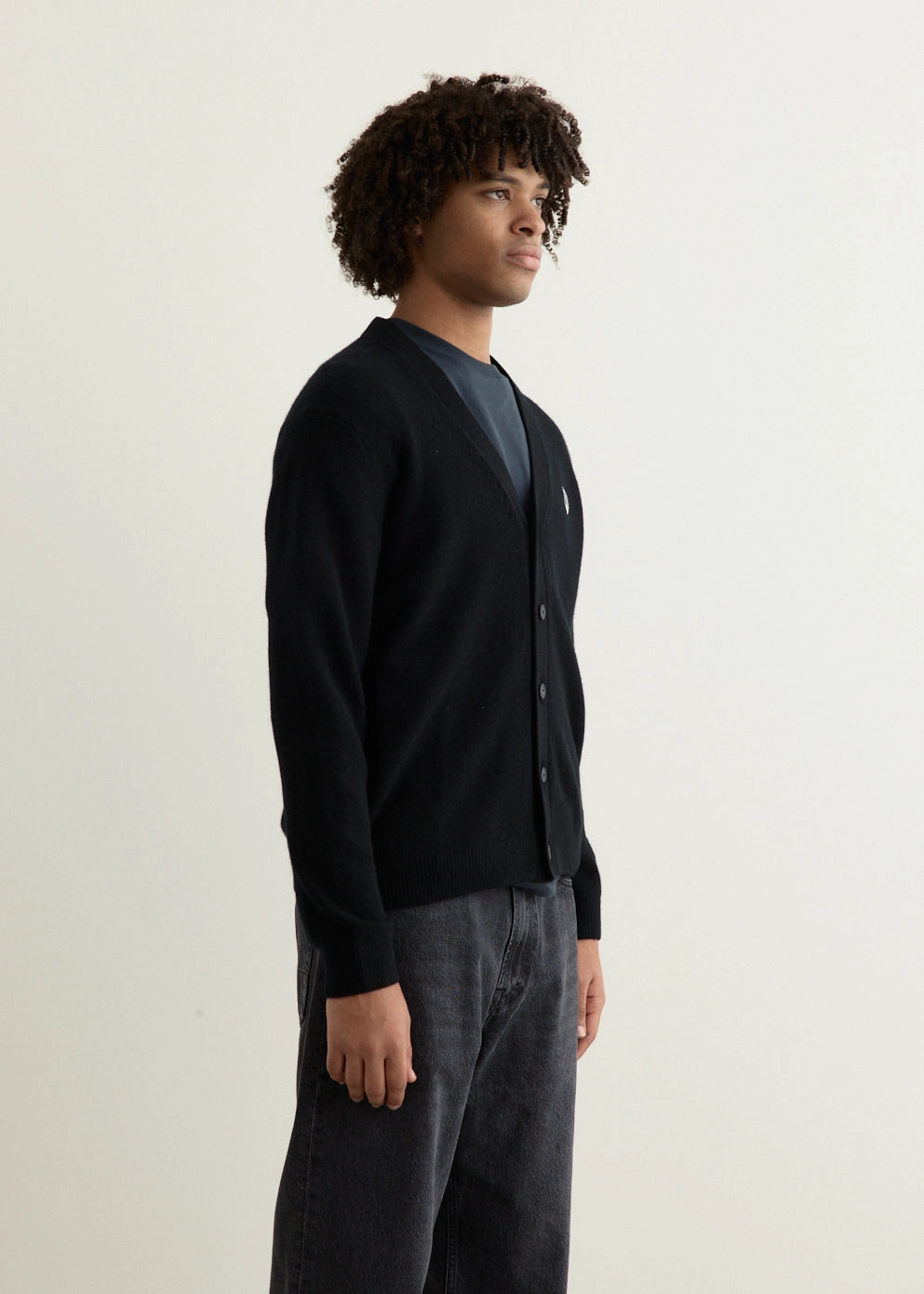 UV Protection Neat Look Grey Fox Head Patch Comfort Cardigan