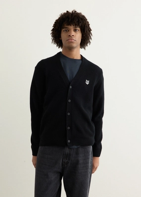 Elastic hem Grey Fox Head Patch Comfort Cardigan