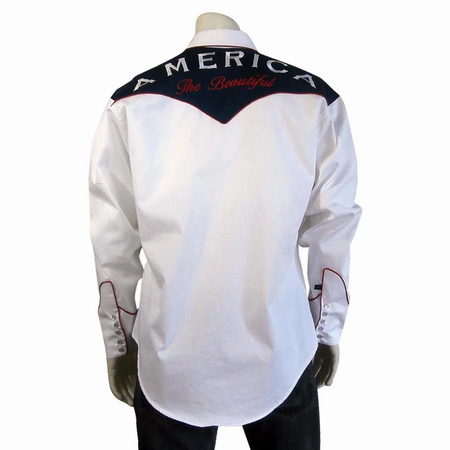 Flexible Movement Workwear Essential Rockmount Mens White 100% Cotton America the Beautiful Western L/S Shirt