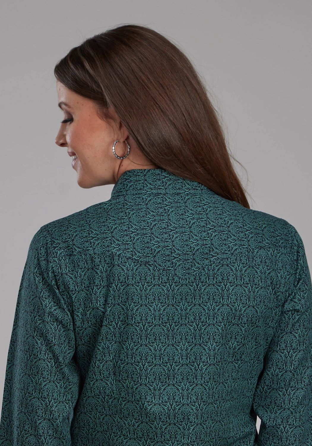 Roper Womens 2152 Vintage Paisley Green 100% Cotton L/S Shirt Effortless Comfort Breathable Cotton