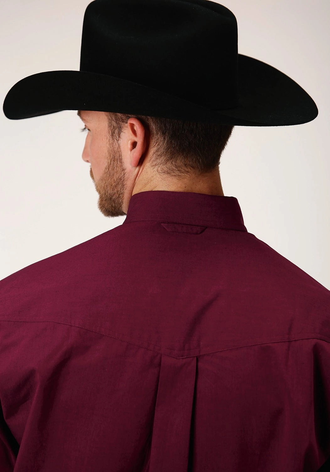 Urban Fashion Poolside Lounge Roper Mens Wine 100% Cotton Black Fill BD L/S Btn Shirt