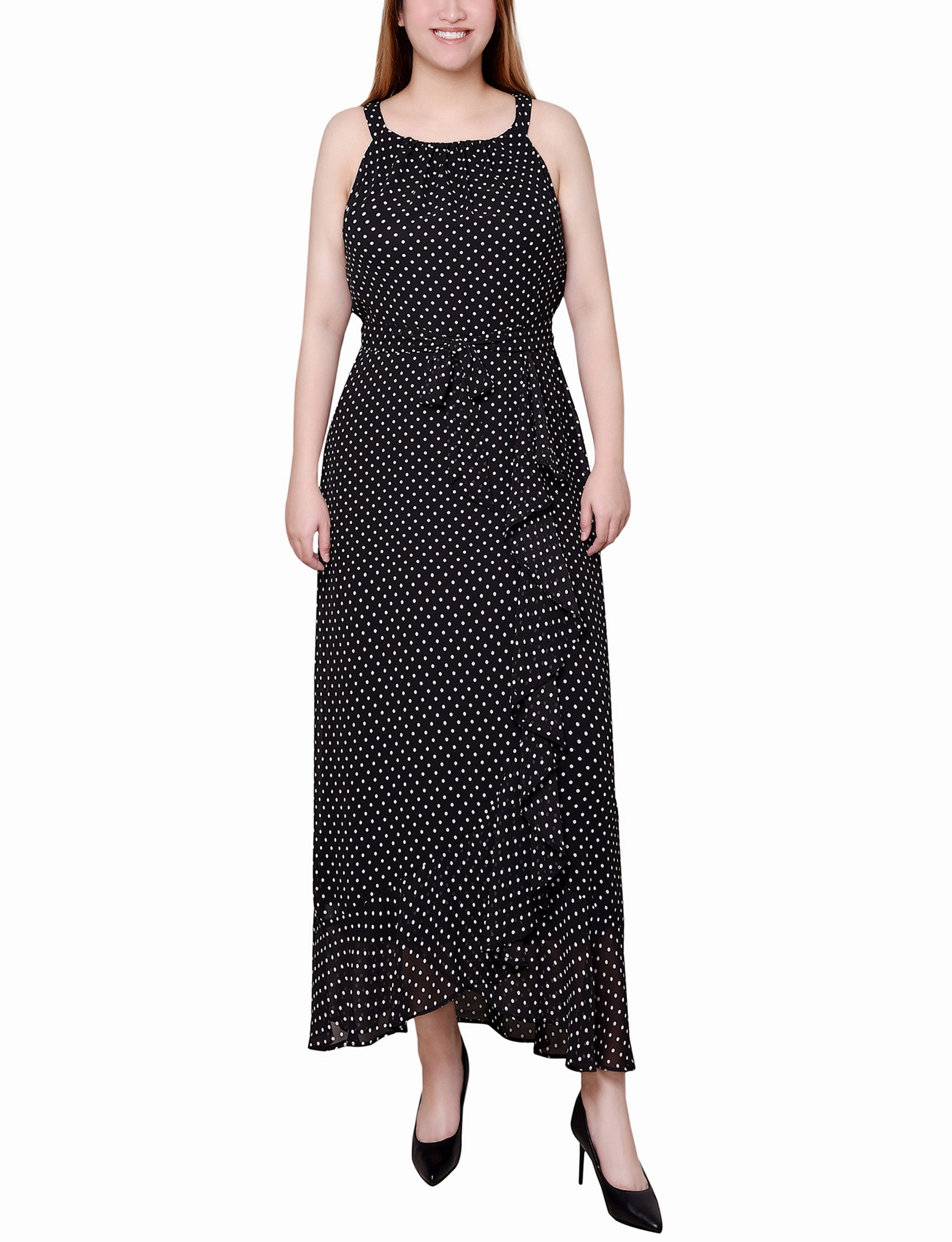 Halter Front Chiffon Maxi Dress Airy Base Cozy Look