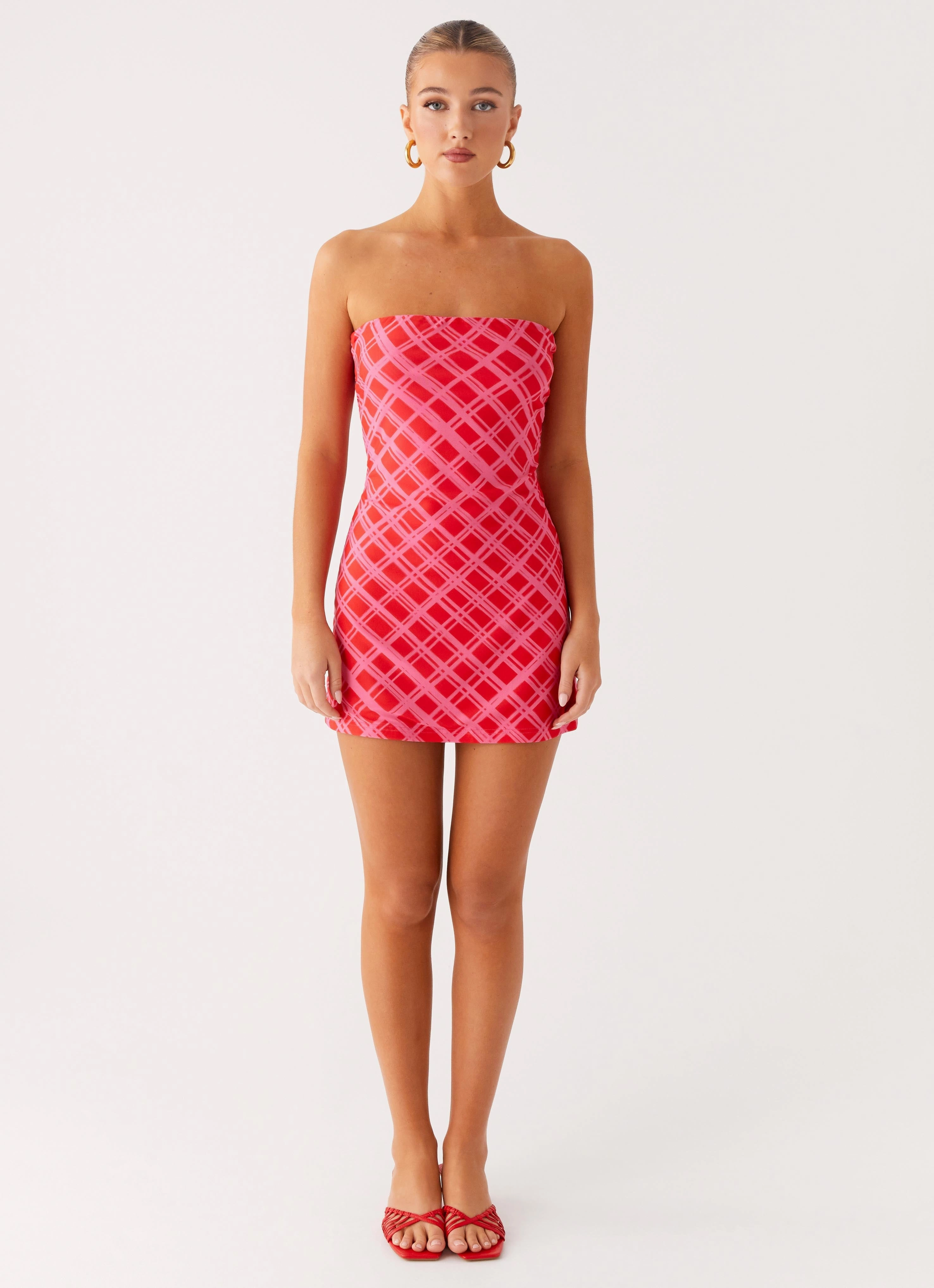 LayeredHemline Hamilton Mini Dress - Pink Check