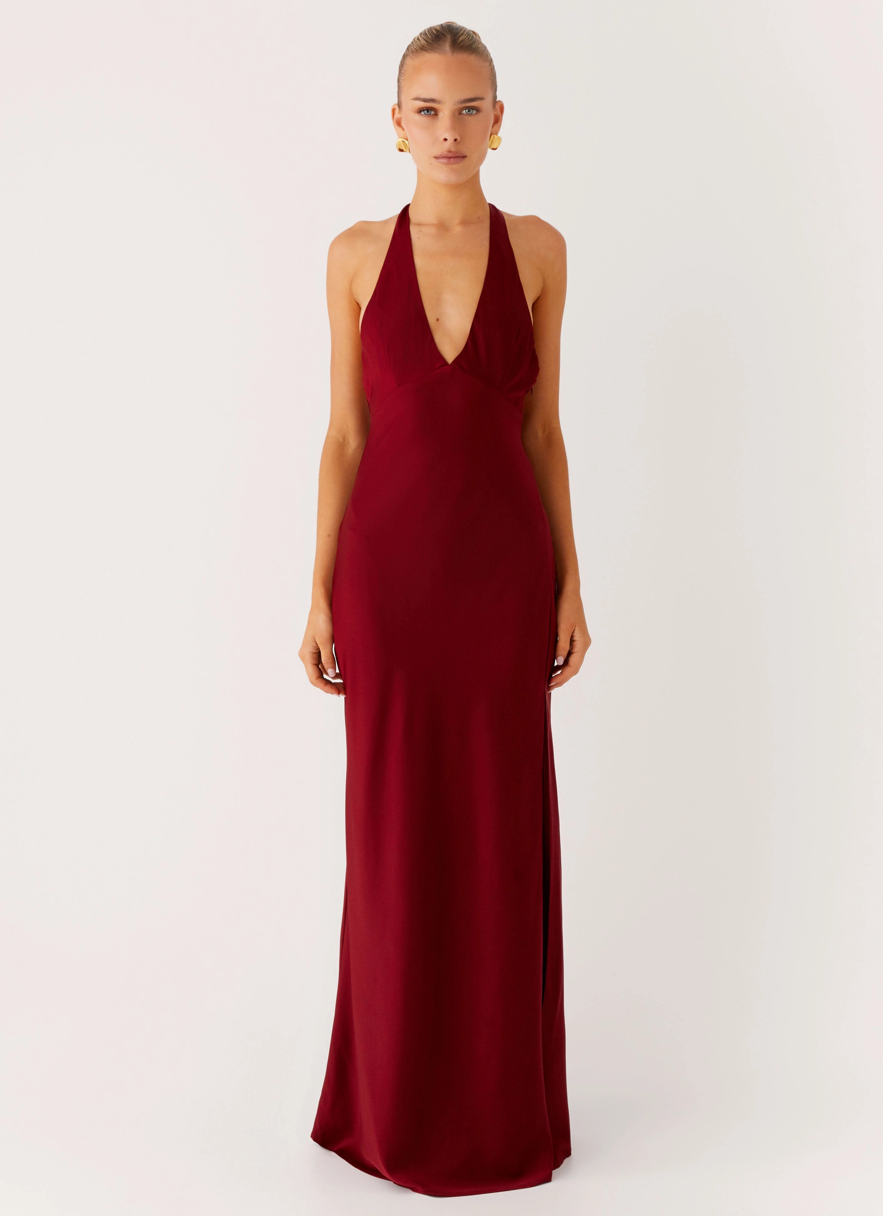 Angie Maxi Dress - Burgundy Dainty Finish