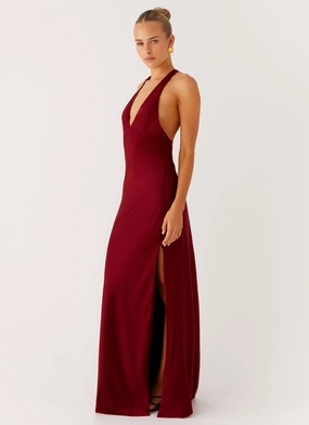 Panelled-Design Angie Maxi Dress - Burgundy