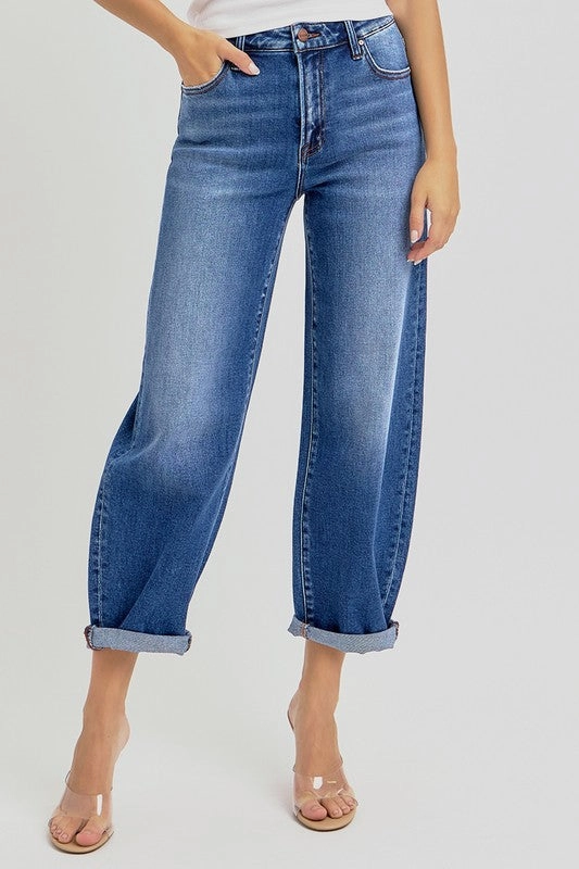 HANNAH HIGH RISE CROP MILD BARREL JEANS Base Comfort