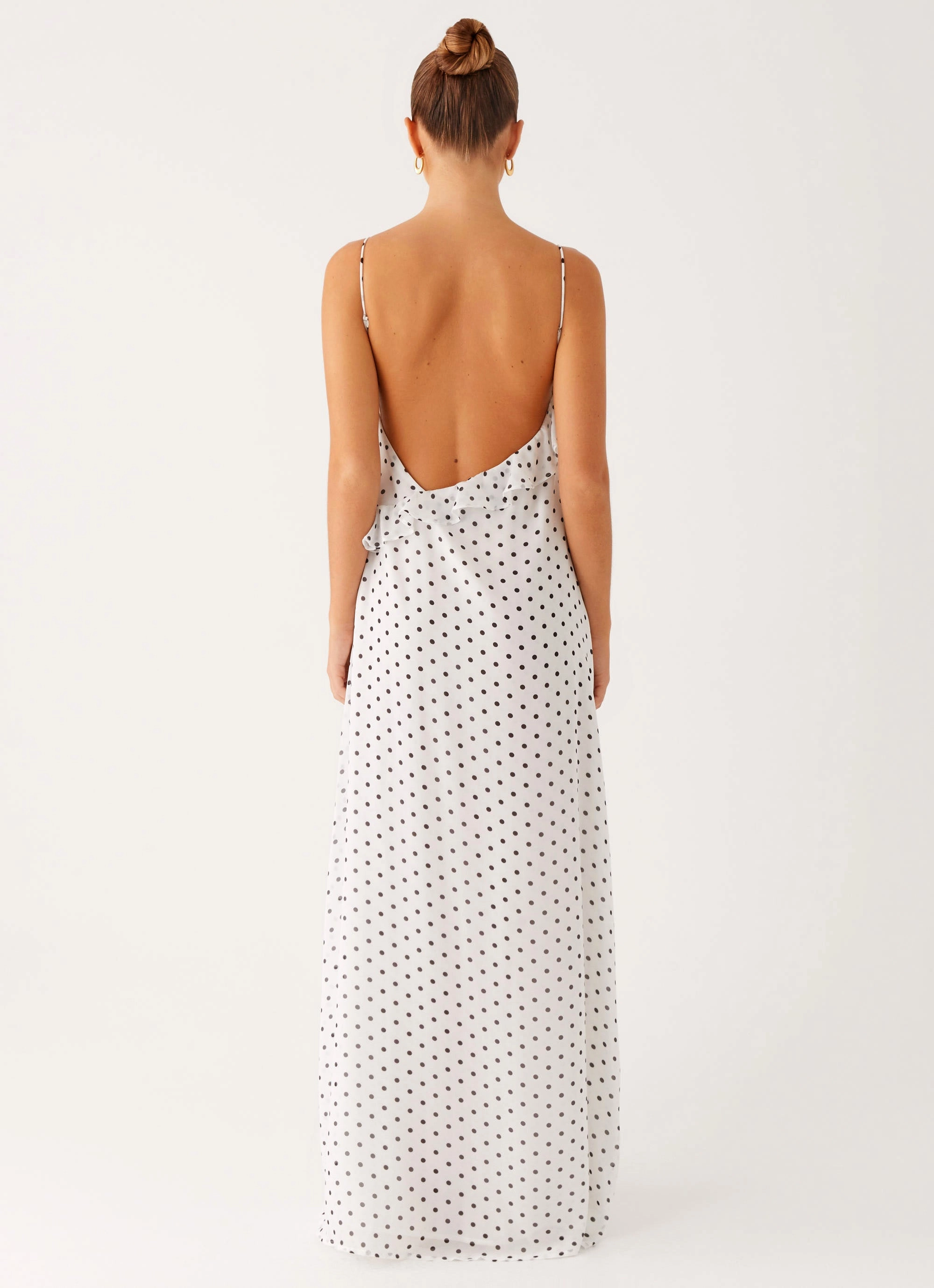 Harri Maxi Dress - White Polka Dot Tall Fit