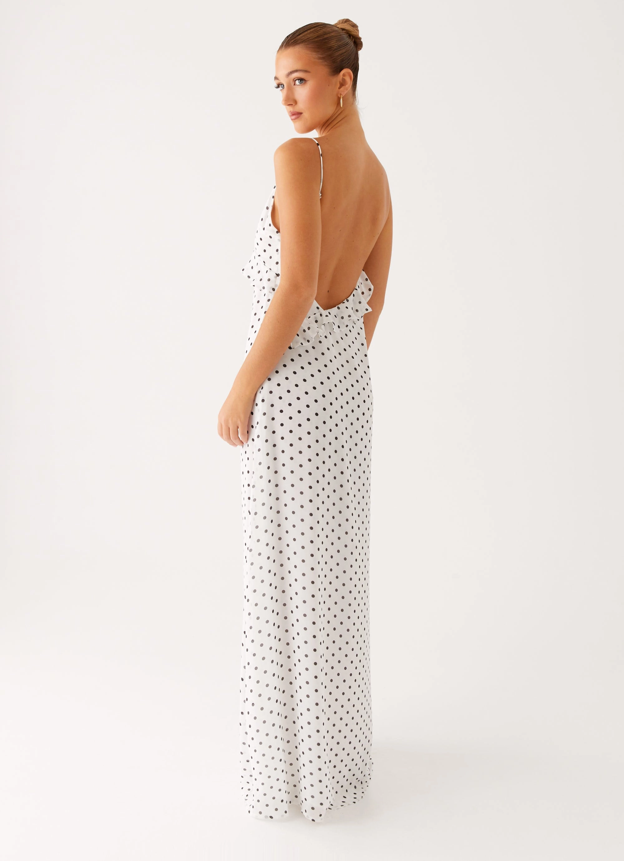 Smooth Drape Harri Maxi Dress - White Polka Dot