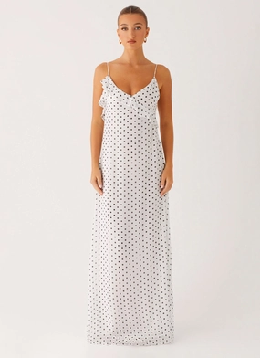 perfect for events Harri Maxi Dress - White Polka Dot