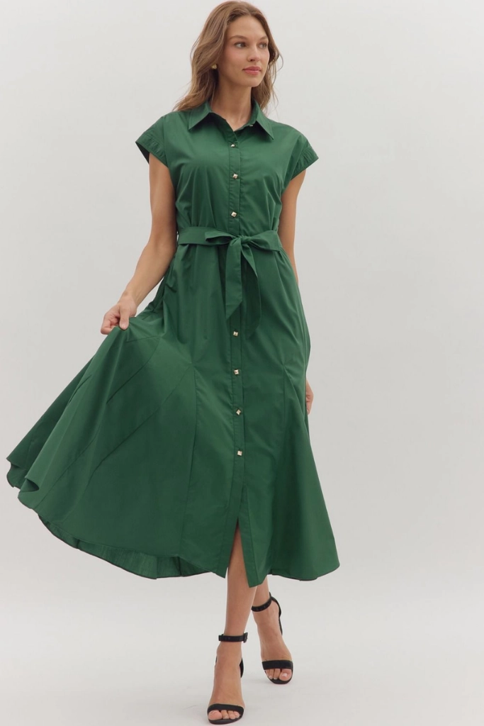 Fresh Fit Dainty Finish Harriet Button Front Midi Dress