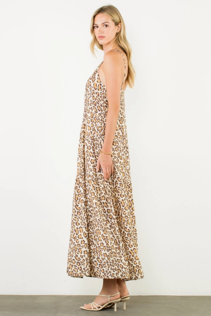 Birthday-Celebration Dainty Finish Hattie Leopard Print Maxi Dress