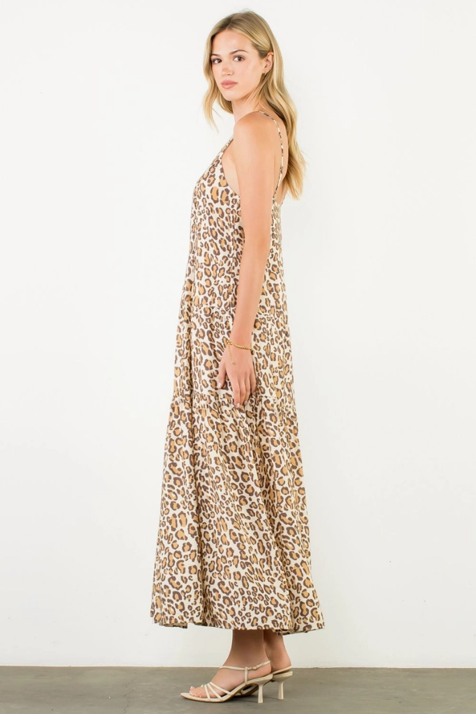 Smooth Mood Bold-Color Hattie Leopard Print Maxi Dress
