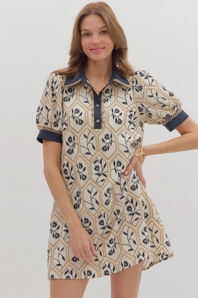 Edgy-Look Hazel Floral Printed Mini Dress