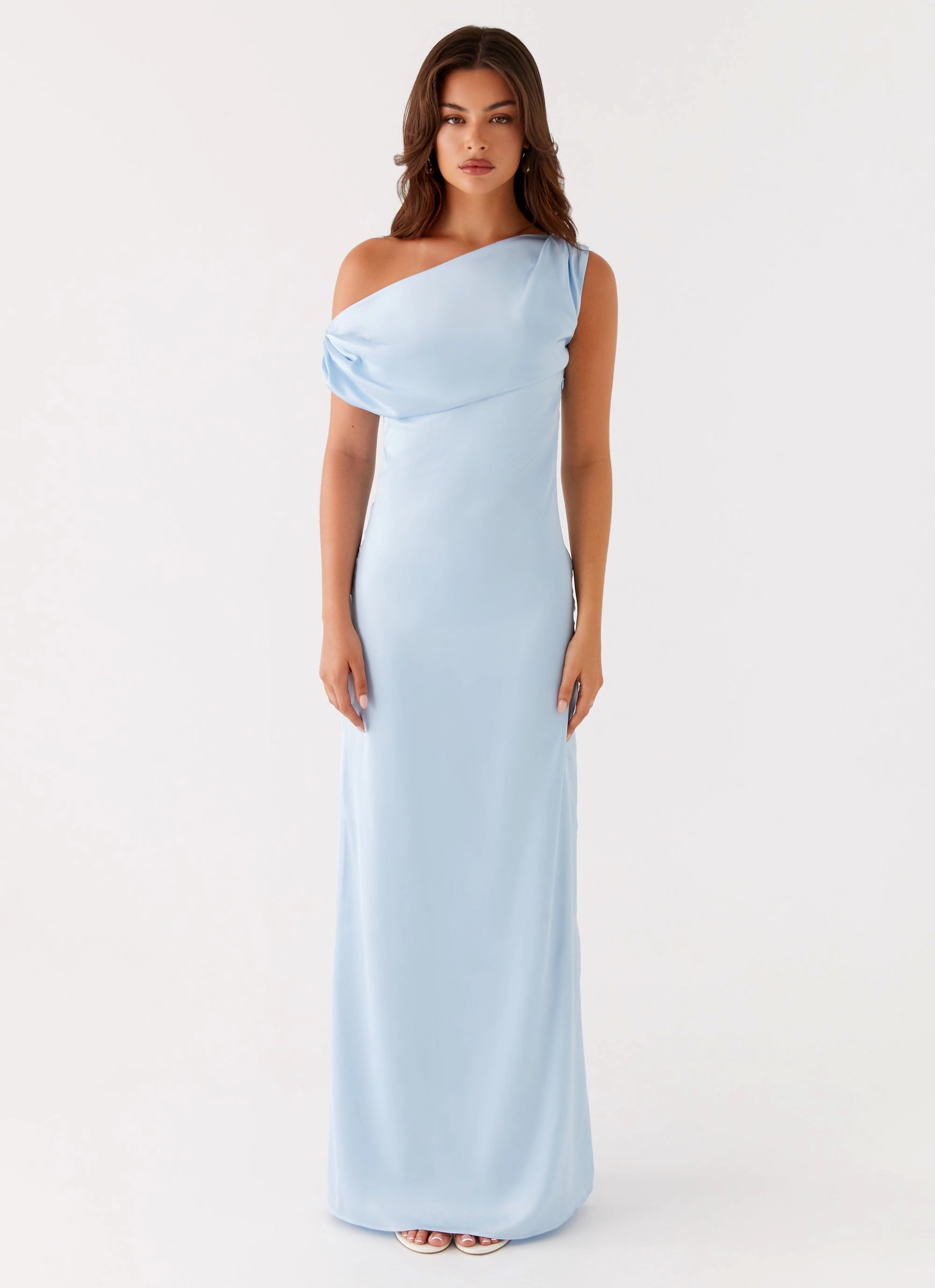 Signature-Style Heart Of Glass Satin Maxi Dress - Blue
