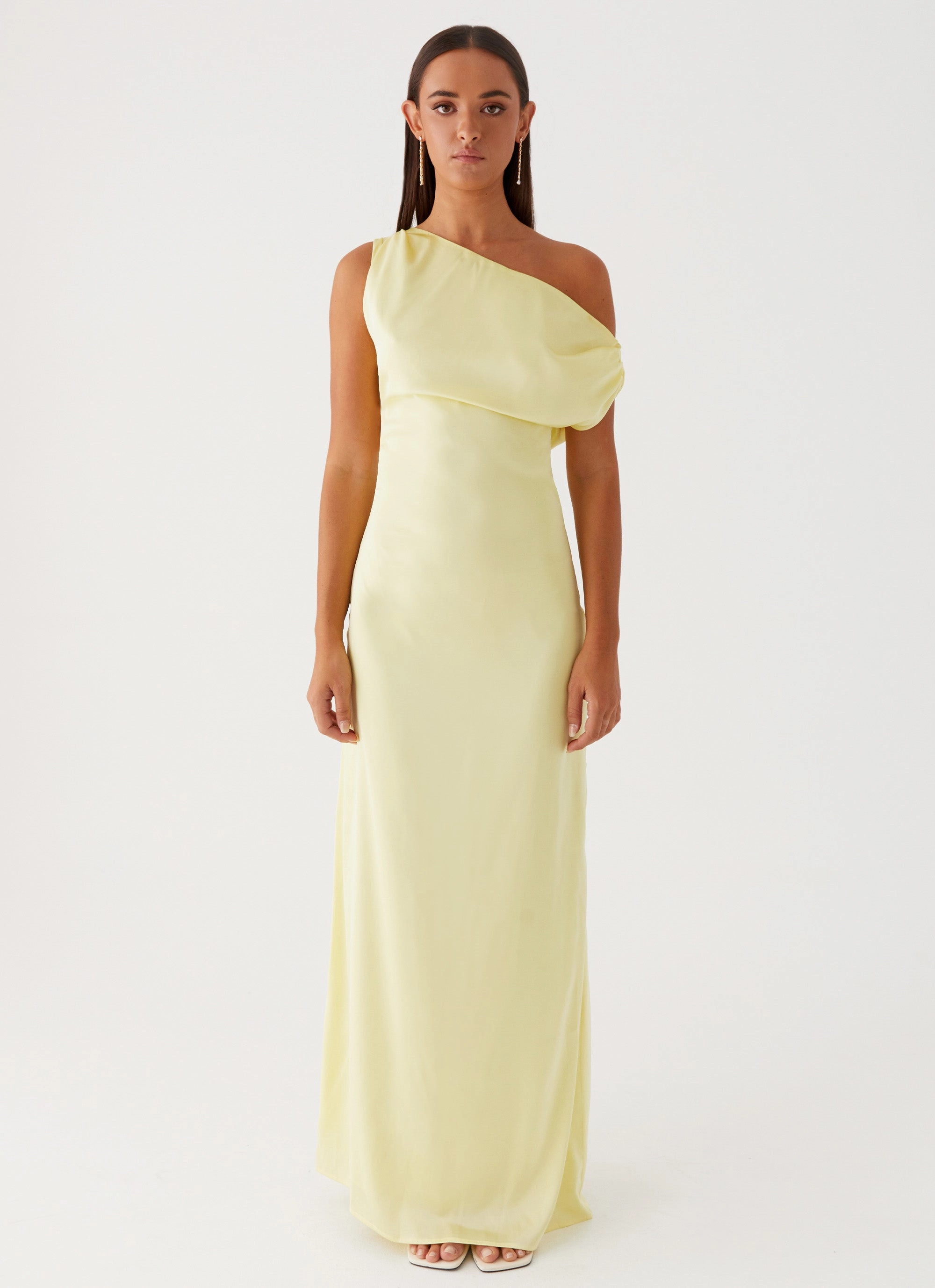 Tulle Air Heart Of Glass Satin Maxi Dress - Yellow