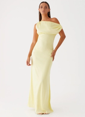 Light Outfit Heart Of Glass Satin Maxi Dress - Yellow