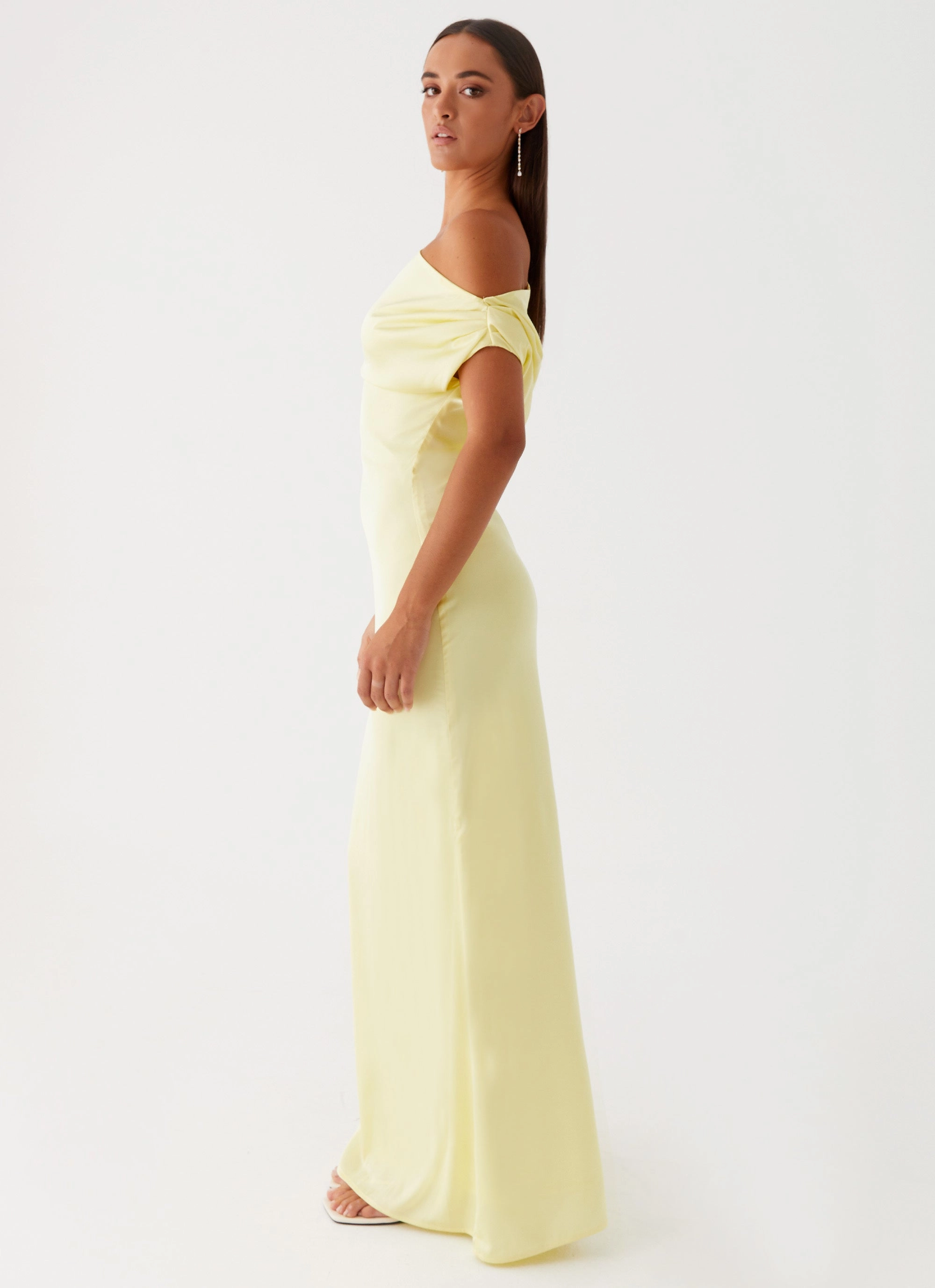 Heart Of Glass Satin Maxi Dress - Yellow Delicate Mood Versatile Layers