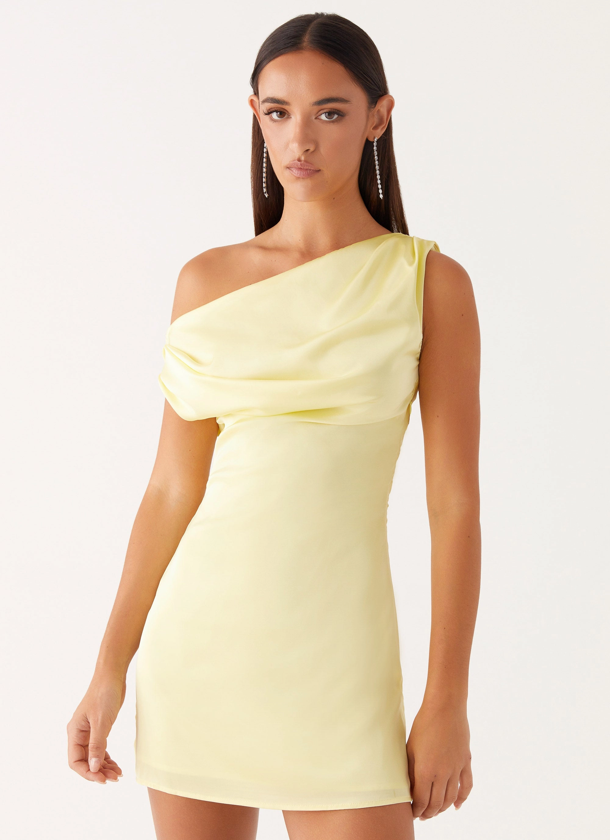 Eye Catching Heart Of Glass Satin Mini Dress - Yellow