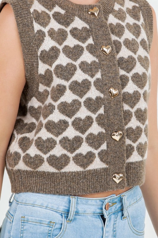 Comfy Knit Look Basic Must-Have Heart Pop Knit Vest