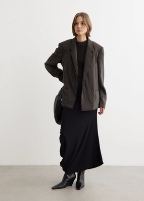 Monochrome Look Cold Resist Double Breasted Jacket