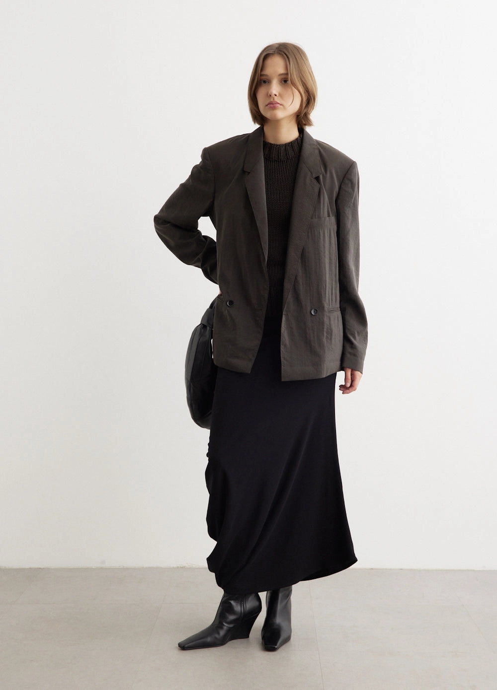 Monochrome Look Cold Resist Double Breasted Jacket