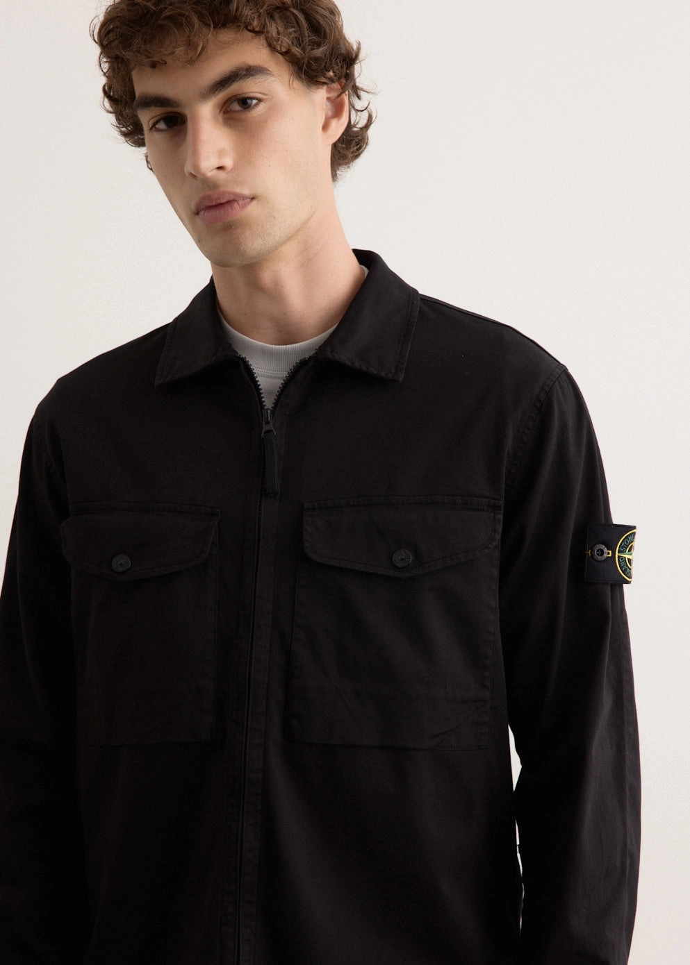 Organic Stretch Cotton Satin Overshirt Anti Slip Shoulder