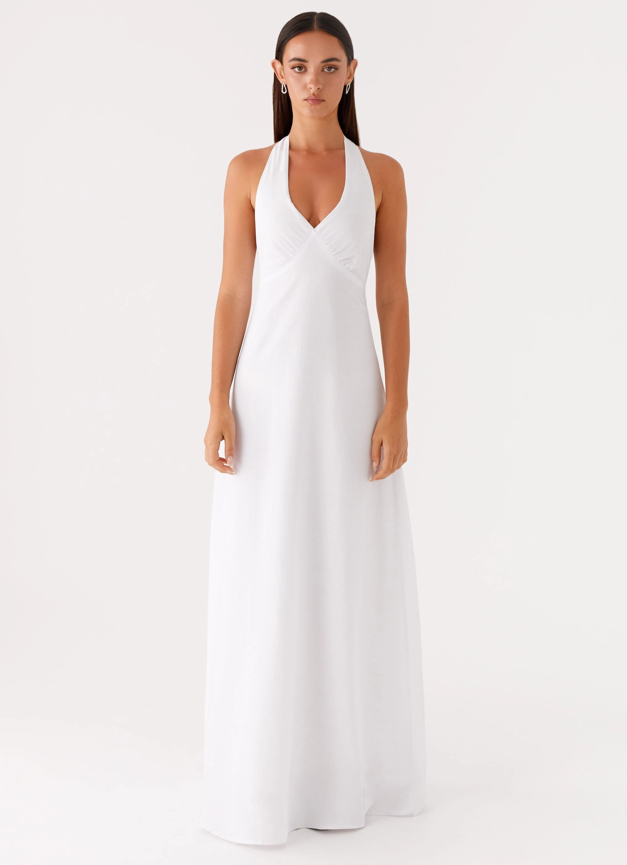 Light Touch Heavy Hearted Linen Maxi Dress - White