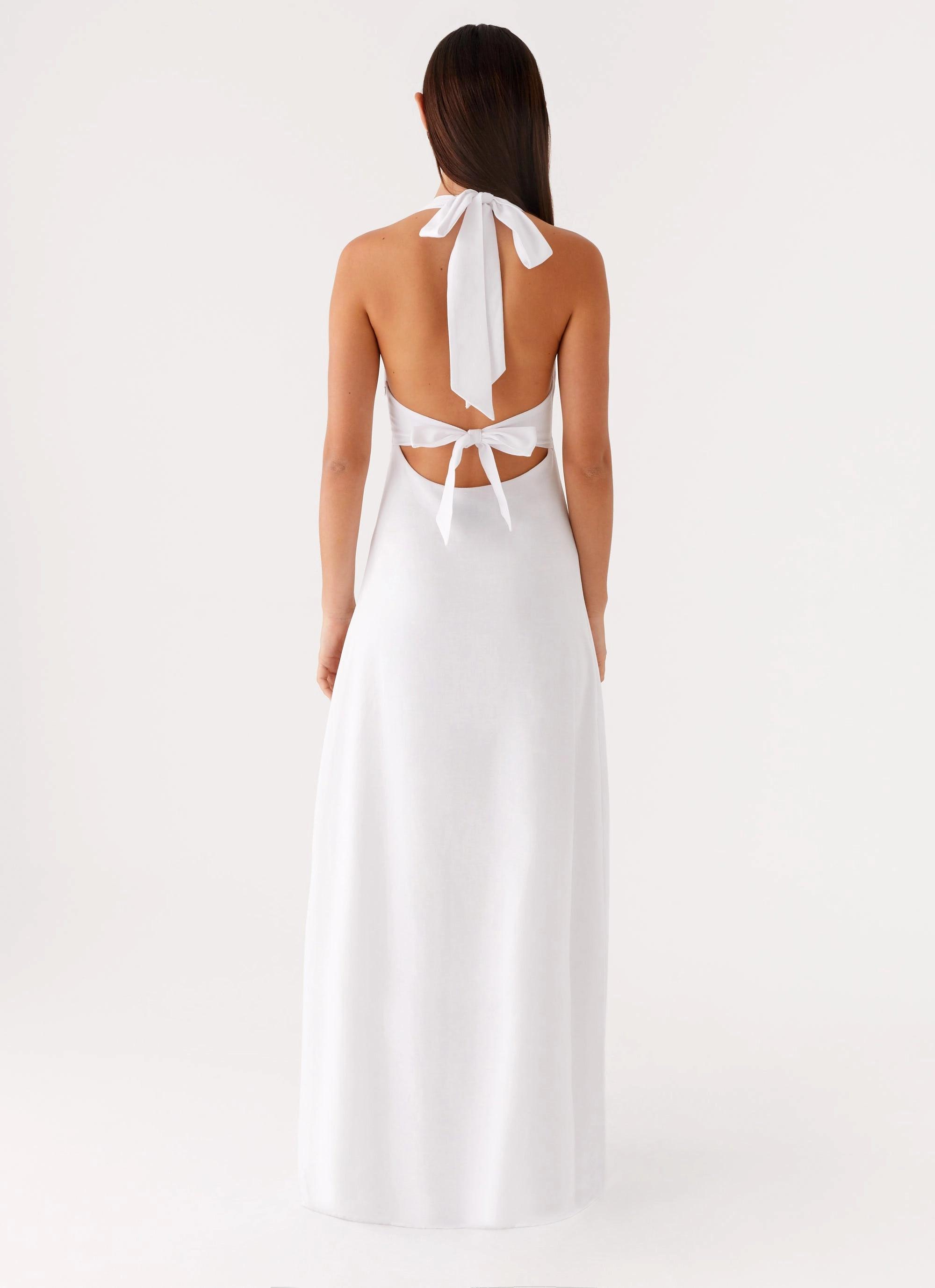 Heavy Hearted Linen Maxi Dress - White Vibrant Aesthetic