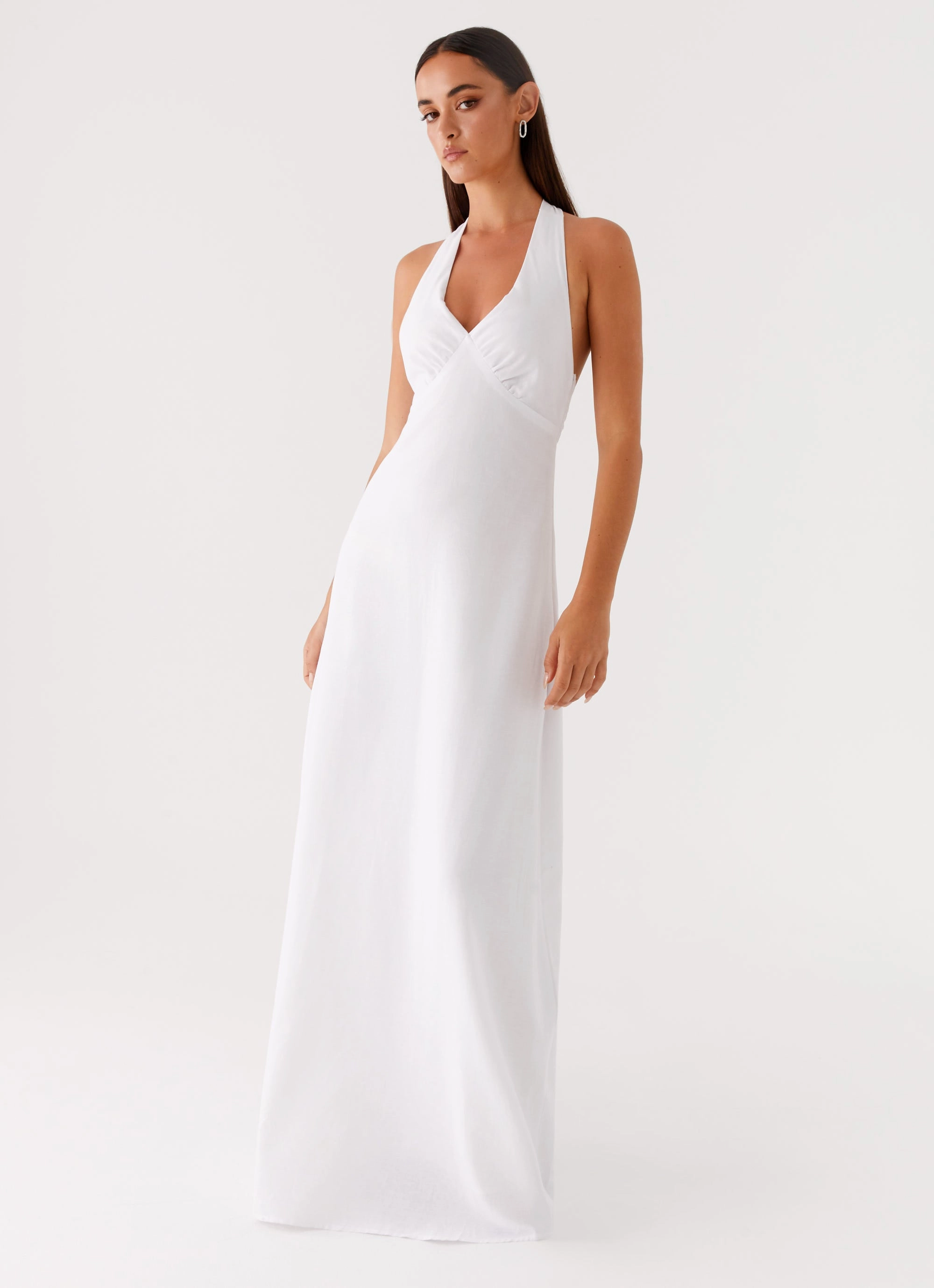 Heavy Hearted Linen Maxi Dress - White Climate-Adaptive