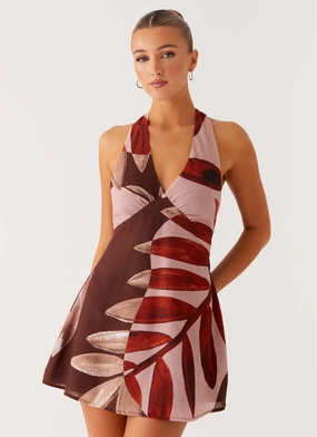 Style Vibes Versatile Layer Heavy Hearted Linen Mini Dress - Cinnamon Palm