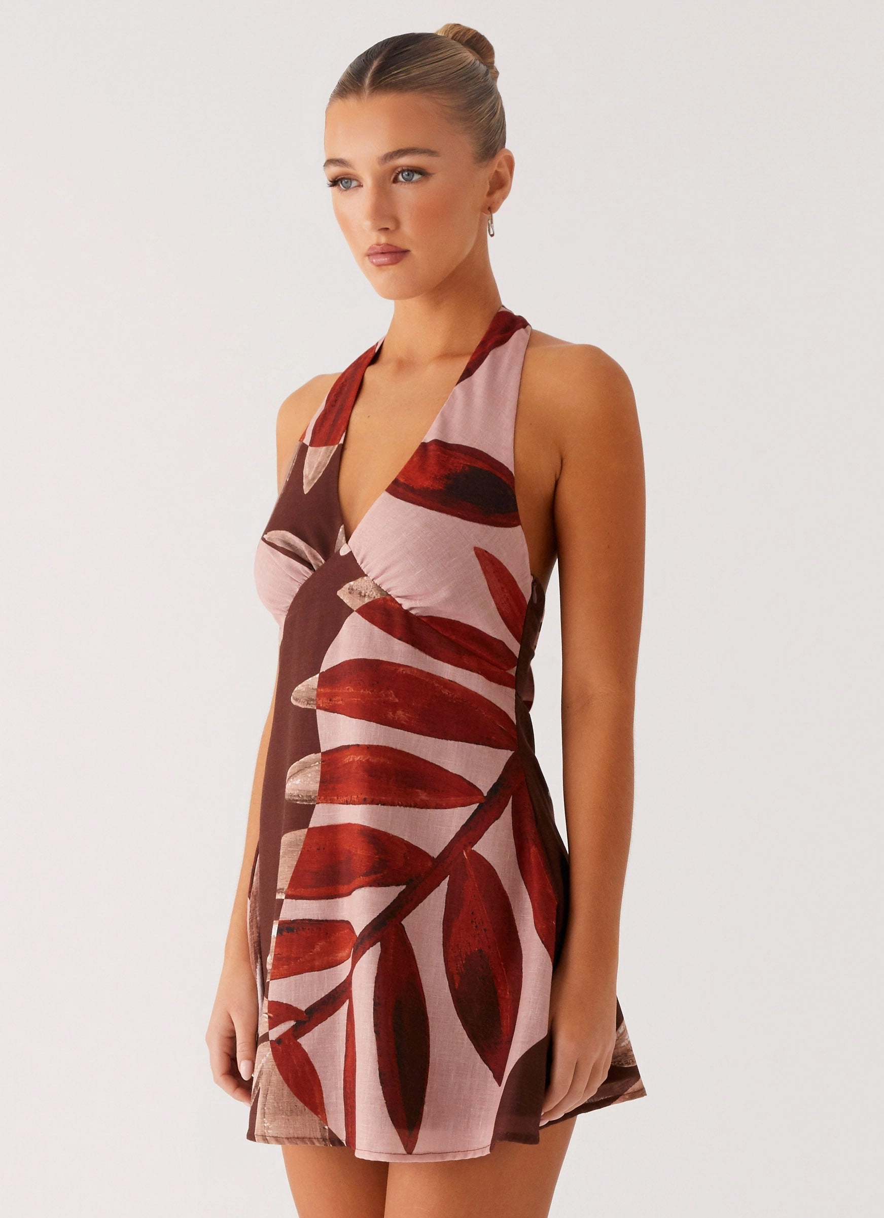 Perfect For Any Occasion elegant design Heavy Hearted Linen Mini Dress - Cinnamon Palm