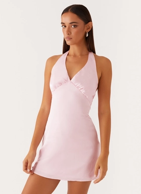 Front Detail Winter Wrap Heavy Hearted Mini Dress - Pink