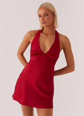 Romantic Mood Heavy Hearted Mini Dress - Red