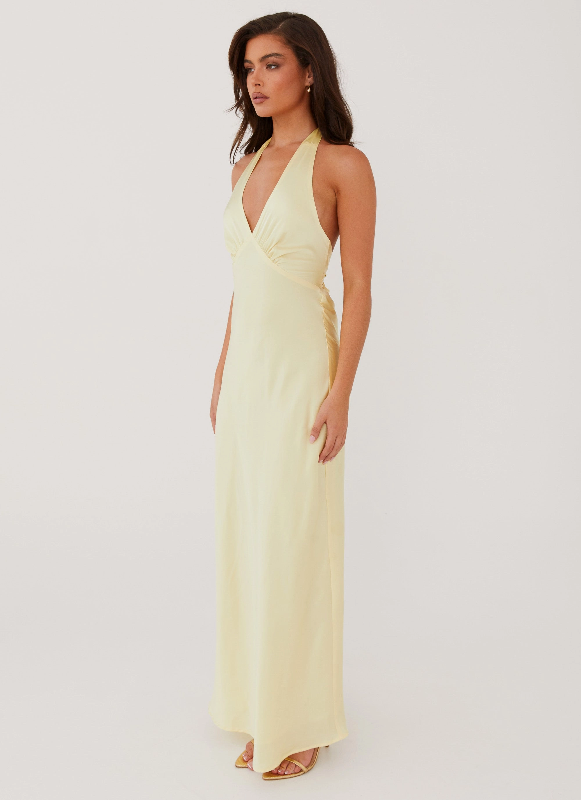 Light material Casual Motion Heavy Hearted Satin Maxi Dress - Lemon