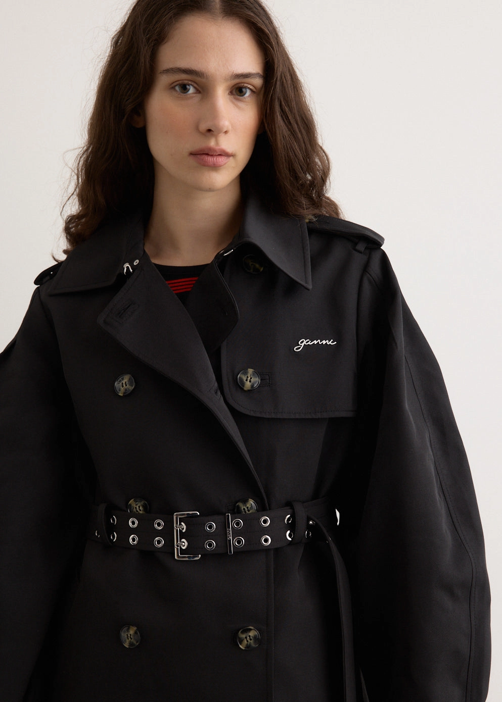 Heavy Twill Midi Trench Coat Slim Fit Styles All Weather Piece