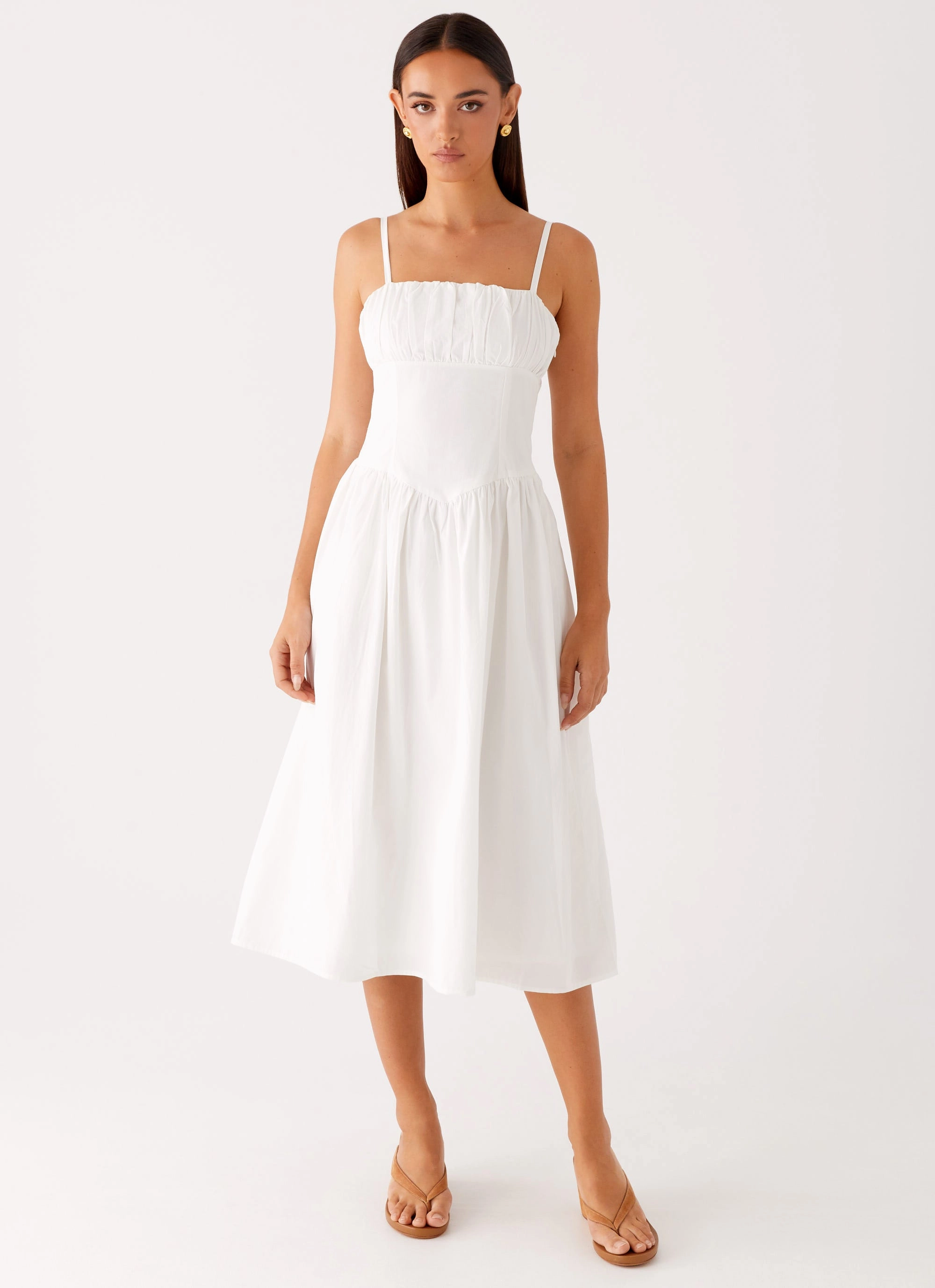 Phillipa Midi Dress - White Delicate Tone Wedding Style